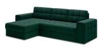Canapé d’angle convertible KAPITARA vert réversible avec coffre de rangement 