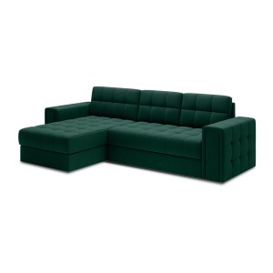 Canapé d’angle convertible KAPITARA vert réversible avec coffre de rangement 