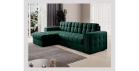Canapé d’angle convertible KAPITARA vert réversible avec coffre de rangement 