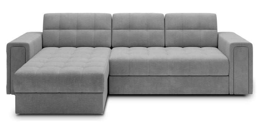 Canapé d’angle convertible KAPITARA gris réversible avec coffre de rangement 