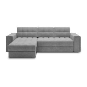 Canapé d’angle convertible KAPITARA gris réversible avec coffre de rangement 