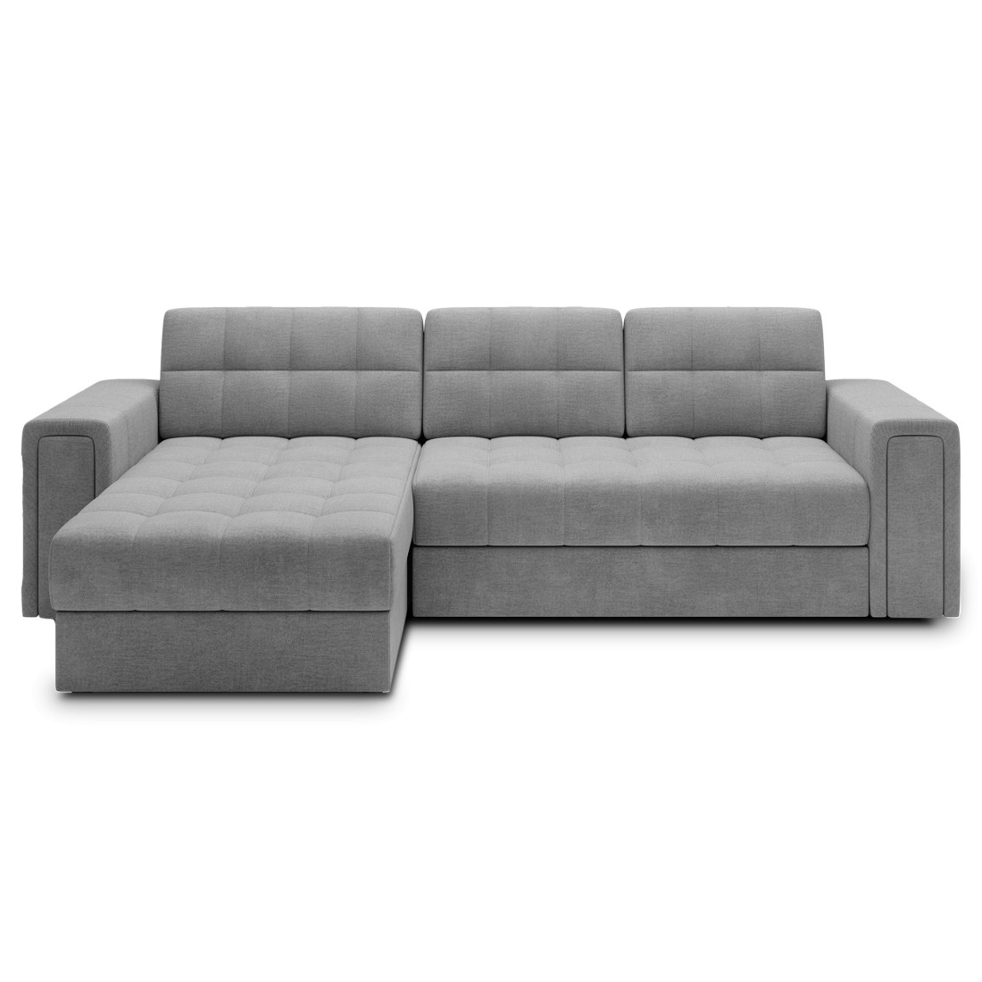 Canapé d’angle convertible KAPITARA gris réversible avec coffre de rangement 