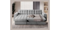 Canapé d’angle convertible KAPITARA gris réversible avec coffre de rangement 