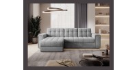 Canapé d’angle convertible KAPITARA gris réversible avec coffre de rangement 