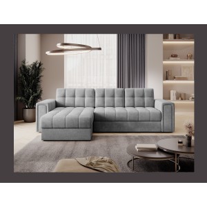 Canapé d’angle convertible KAPITARA gris réversible avec coffre de rangement 