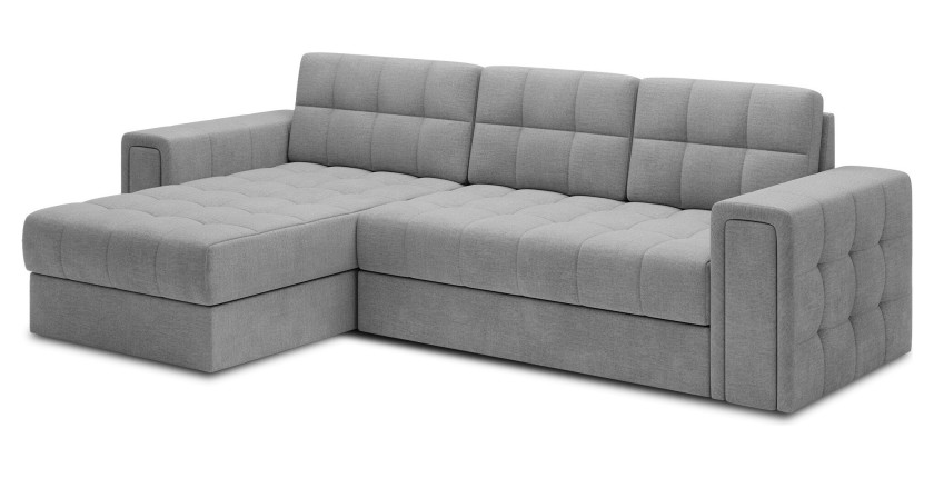 Canapé d’angle convertible KAPITARA gris réversible avec coffre de rangement 