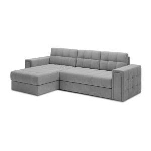 Canapé d’angle convertible KAPITARA gris réversible avec coffre de rangement 