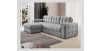 Canapé d’angle convertible KAPITARA gris réversible avec coffre de rangement 
