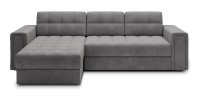 Canapé d’angle convertible KAPITARA gris capitonné réversible avec coffre de rangement 