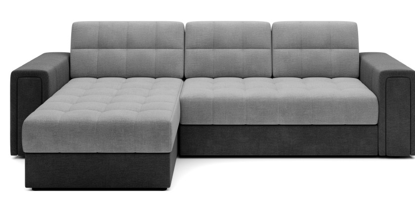Canapé d’angle convertible KAPITARA gris et beige réversible avec coffre de rangement 