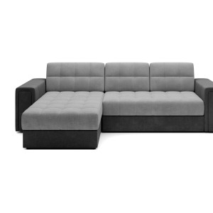 Canapé d’angle convertible KAPITARA gris et beige réversible avec coffre de rangement 