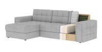 Canapé d’angle convertible KAPITARA gris et beige réversible avec coffre de rangement 