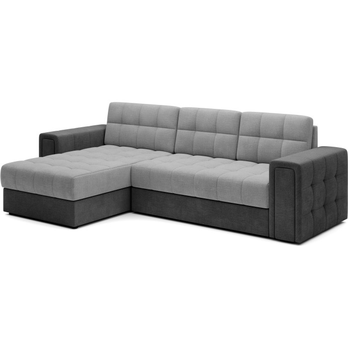 Canapé d’angle convertible KAPITARA gris et beige réversible avec coffre de rangement 