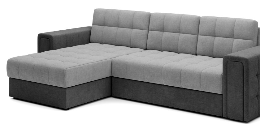 Canapé d’angle convertible KAPITARA gris et beige réversible avec coffre de rangement 