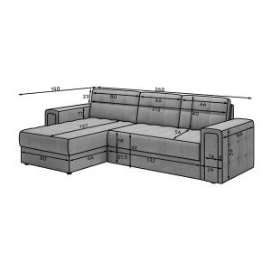Canapé d’angle convertible KAPITARA gris et beige réversible avec coffre de rangement 