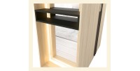 Schrank Design SORIA 204 cm Eiche und Schwarz mit LED-Spiegel, Nische und Regalen – 2 Flügeltüren