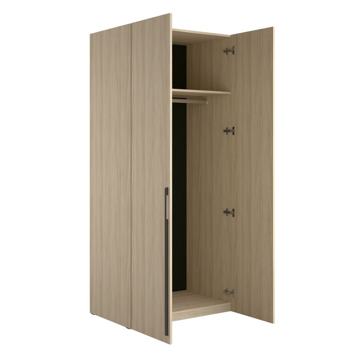 Armoire SORIA 90 cm chêne et noir – 2 portes battantes