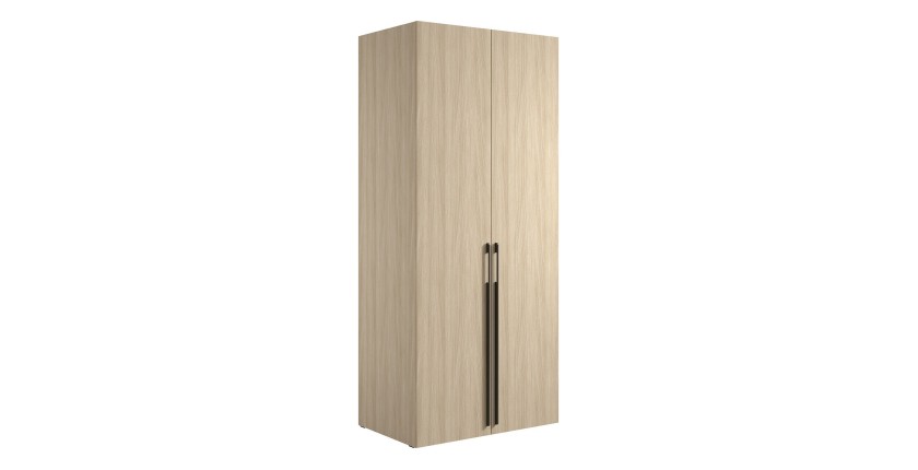 Armoire SORIA 90 cm chêne et noir – 2 portes battantes