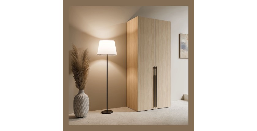 Armoire SORIA 90 cm chêne et noir – 2 portes battantes