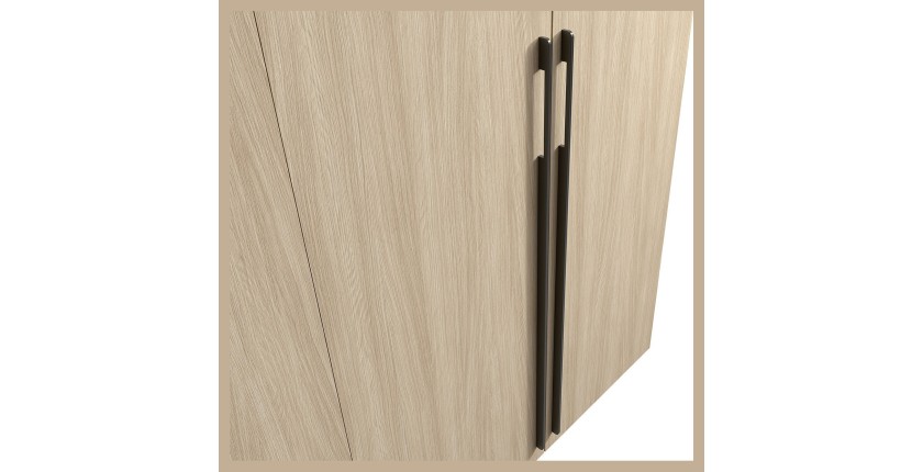 Armoire SORIA 90 cm chêne et noir – 2 portes battantes