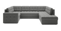 Canapé d’angle convertible MONTEZA gris 299 cm avec coffre et couchage 