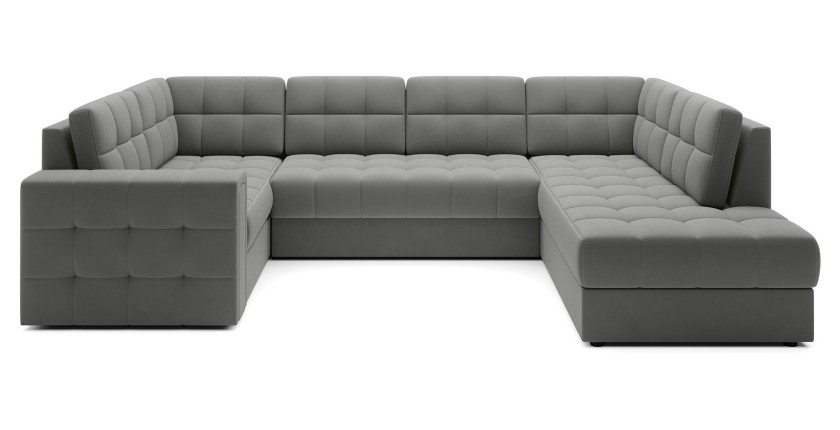 Canapé d’angle convertible MONTEZA gris 299 cm avec coffre et couchage 