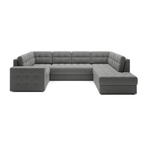 Canapé d’angle convertible MONTEZA gris 299 cm avec coffre et couchage 