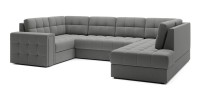 Canapé d’angle convertible MONTEZA gris 299 cm avec coffre et couchage 