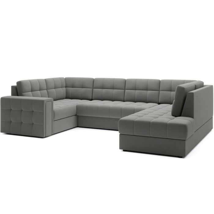 Canapé d’angle convertible MONTEZA gris 299 cm avec coffre et couchage 