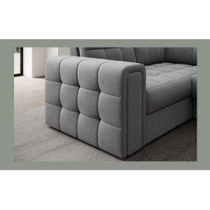 Canapé d’angle convertible MONTEZA gris 299 cm avec coffre et couchage 