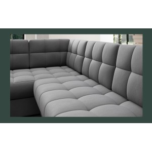Canapé d’angle convertible MONTEZA gris 299 cm avec coffre et couchage 