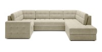 Canapé d’angle convertible MONTEZA beige 299 cm avec coffre et couchage 