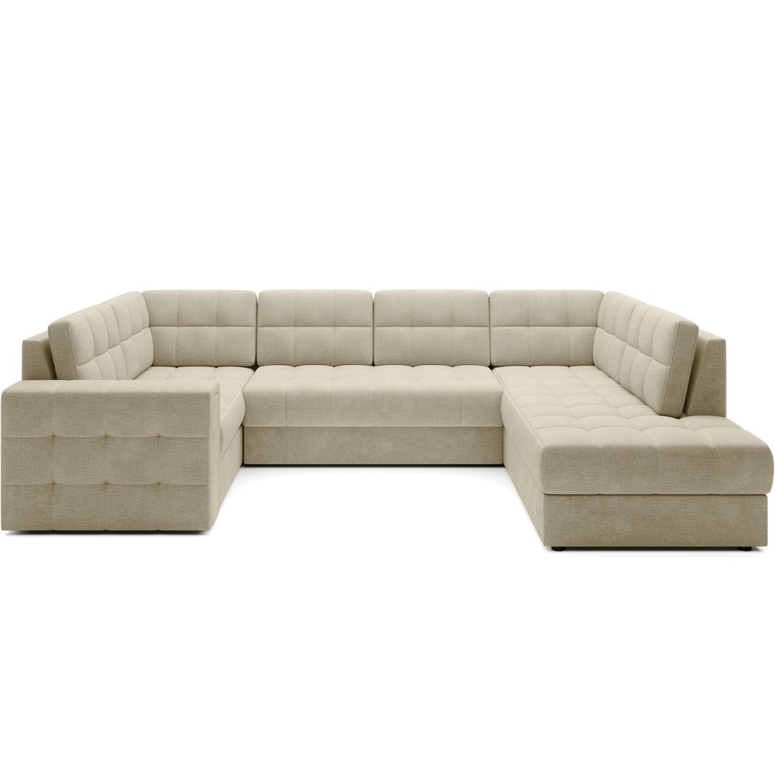 Canapé d’angle convertible MONTEZA beige 299 cm avec coffre et couchage 