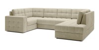 Canapé d’angle convertible MONTEZA beige 299 cm avec coffre et couchage 