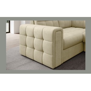 Canapé d’angle convertible MONTEZA beige 299 cm avec coffre et couchage 