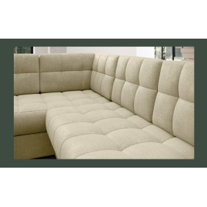 Canapé d’angle convertible MONTEZA beige 299 cm avec coffre et couchage 