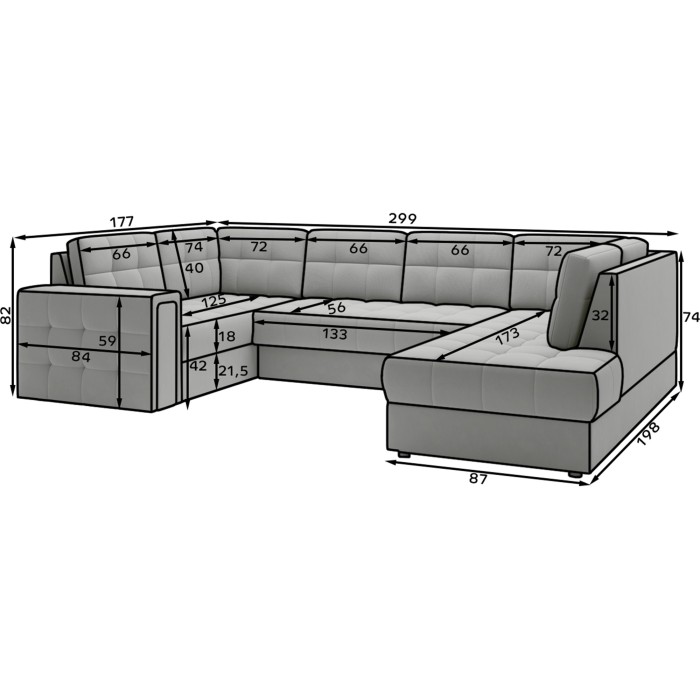 Canapé d’angle convertible MONTEZA blanc bouclette 299 cm avec coffre et couchage 