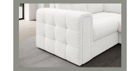Canapé d’angle convertible MONTEZA blanc bouclette 299 cm avec coffre et couchage 
