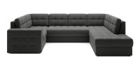 Canapé d’angle convertible MONTEZA gris foncé 299 cm avec coffre et couchage 
