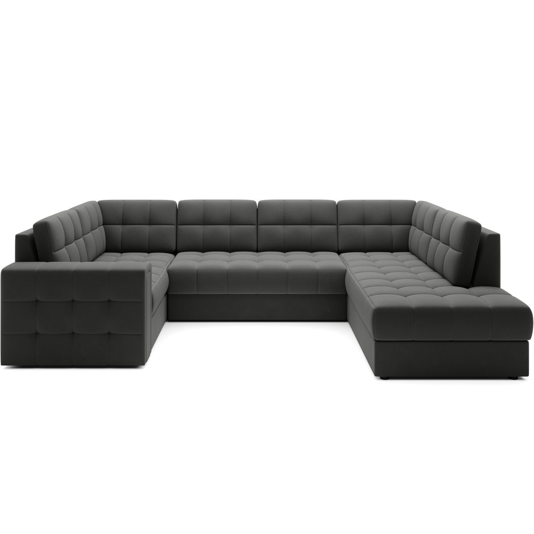 Canapé d’angle convertible MONTEZA gris foncé 299 cm avec coffre et couchage 