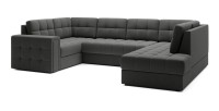 Canapé d’angle convertible MONTEZA gris foncé 299 cm avec coffre et couchage 