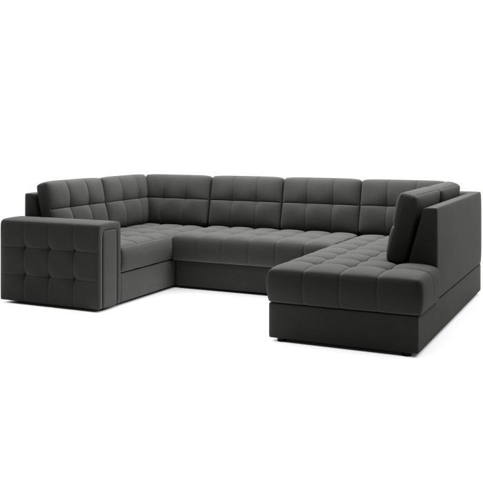 Canapé d’angle convertible MONTEZA gris foncé 299 cm avec coffre et couchage 