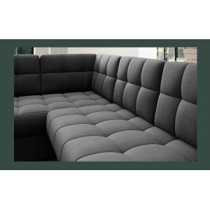 Canapé d’angle convertible MONTEZA gris foncé 299 cm avec coffre et couchage 