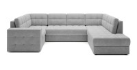 Canapé d’angle convertible MONTEZA gris 299 cm avec coffre et couchage 