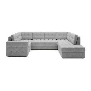 Canapé d’angle convertible MONTEZA gris 299 cm avec coffre et couchage 