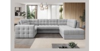 Canapé d’angle convertible MONTEZA gris 299 cm avec coffre et couchage 