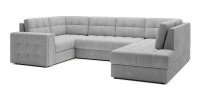 Canapé d’angle convertible MONTEZA gris 299 cm avec coffre et couchage 