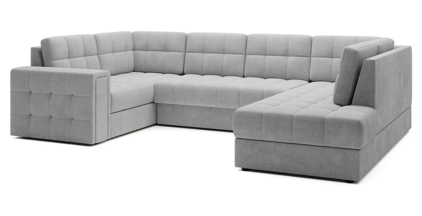Canapé d’angle convertible MONTEZA gris 299 cm avec coffre et couchage 