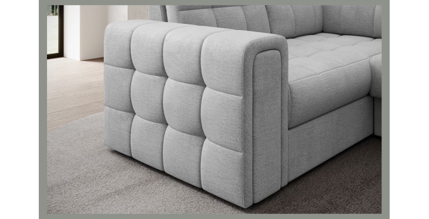 Canapé d’angle convertible MONTEZA gris 299 cm avec coffre et couchage 