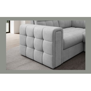Canapé d’angle convertible MONTEZA gris 299 cm avec coffre et couchage 